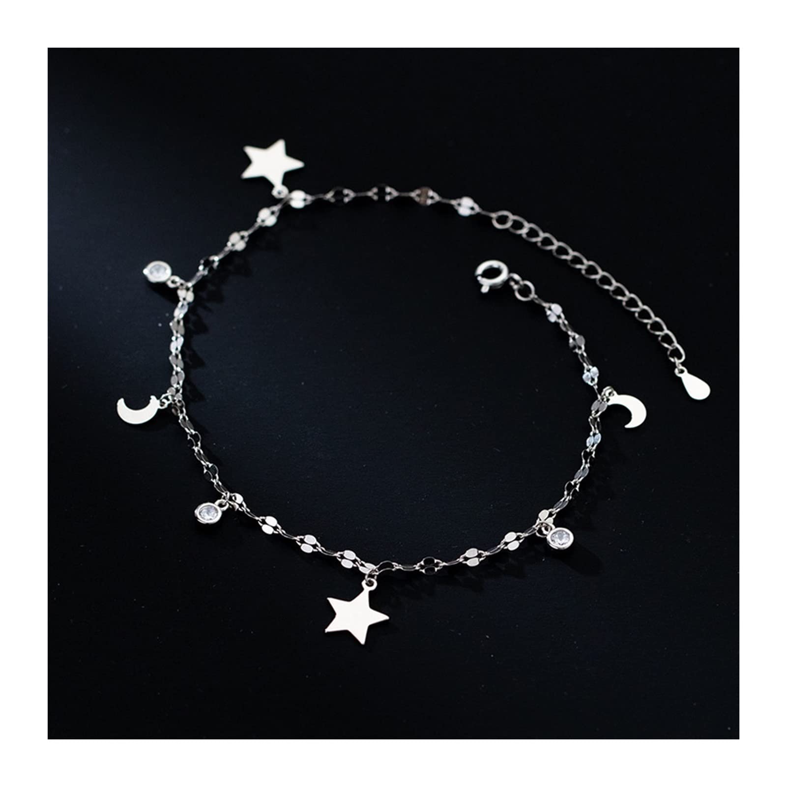 Fußkettchen Fußkettchen Damen, Fußkettchen Glänzende Scheibenkette Fußkettchen Zierliche Zirkon-Fußketten Schmuck für Frauen für den Alltag Frauen Fußkettchen