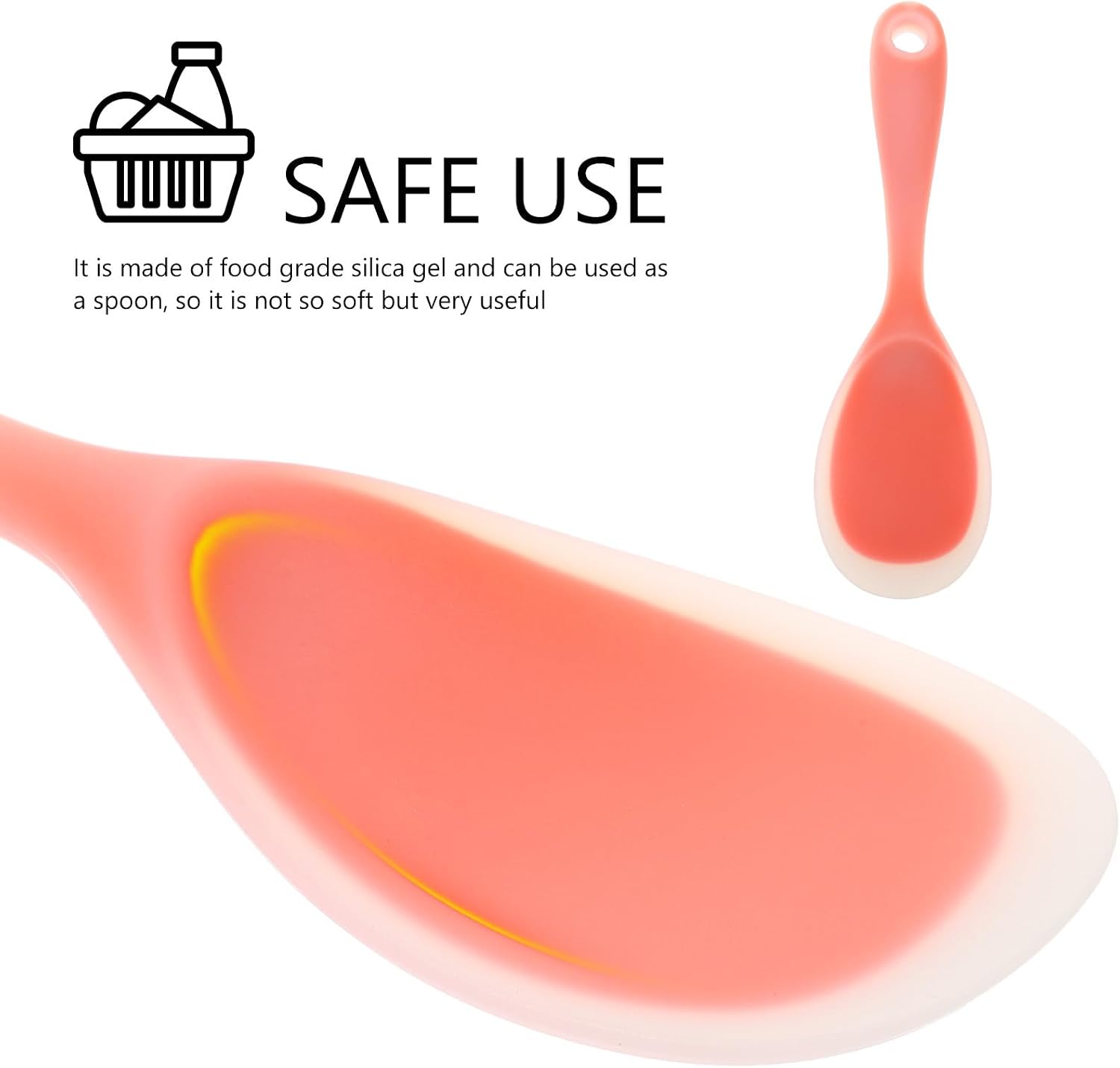 2pcs Orange Silicone Rice Scoopers Set, Compact Non-stick Kitchen Rice Paddle for Daily Use and Cooking image 5