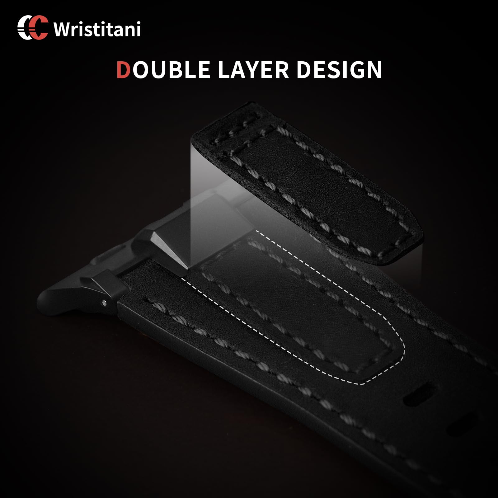 Wristitani Cinturini Pelle Compatibile con Apple Watch 49mm 46mm 45mm 44mm 42mm per Uomo, in Vera Pelle con Connettore Metallo Cinturino Ricambio per iWatch Ultra2/3 Series 11 10 9 8 7 6 5 4 3
