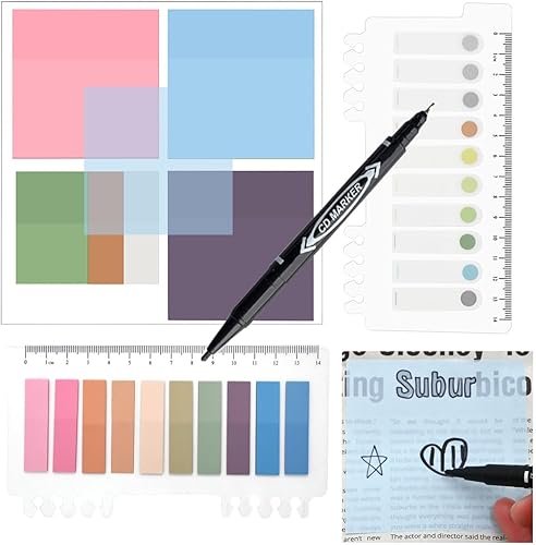 700 hojas de notas adhesivas transparentes y pestañas adhesivas de índice, notas adhesivas transparentes con marcador, bloc de notas translúcidas,