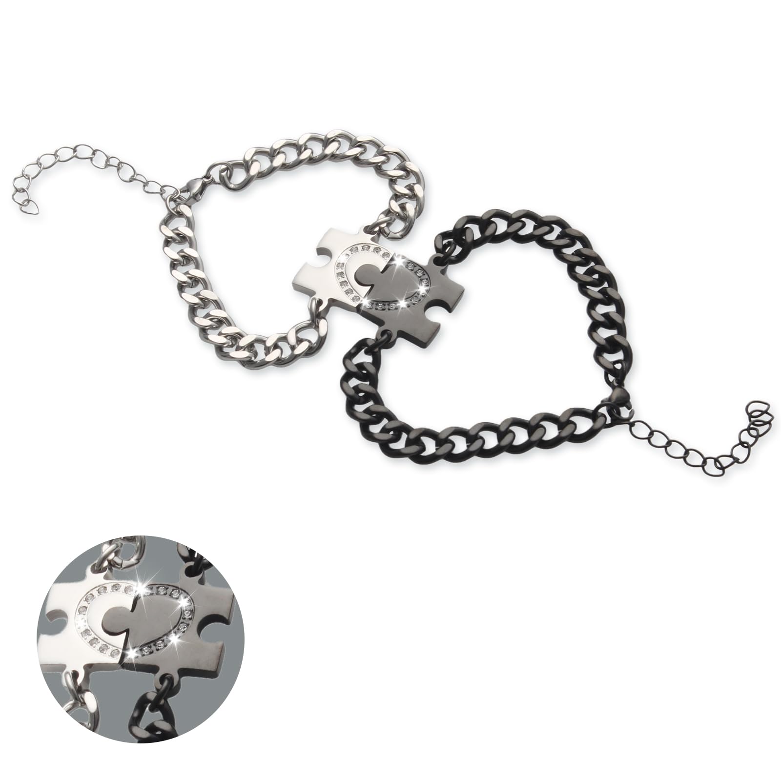 Pulseras a juego para parejas, pulseras de corazón de rompecabezas, regalos perfectos de aniversario y día de San Valentín para él y ella, símbolo de amor ideal para novio, novia, marido, esposa y 2