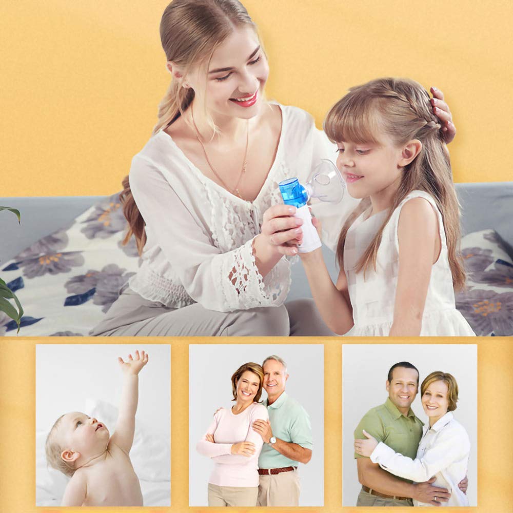 Wh Aerosol Portatile per Bambini e Adulti,ricaricabile Macchina Inalatore Silenzioso per Asma,Aerosolterapia,Nasale e Sinusite,Aerosol a Pistone con Mascherine,Boccaglio Air Angle/Come mostrat