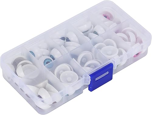 Miniatura 9 de HEEPDD 60 globos oculares de muñeca, ojos de plástico medio redondos de 0.63 pulgadas, coloridos globos oculares de Halloween para oso de peluche,