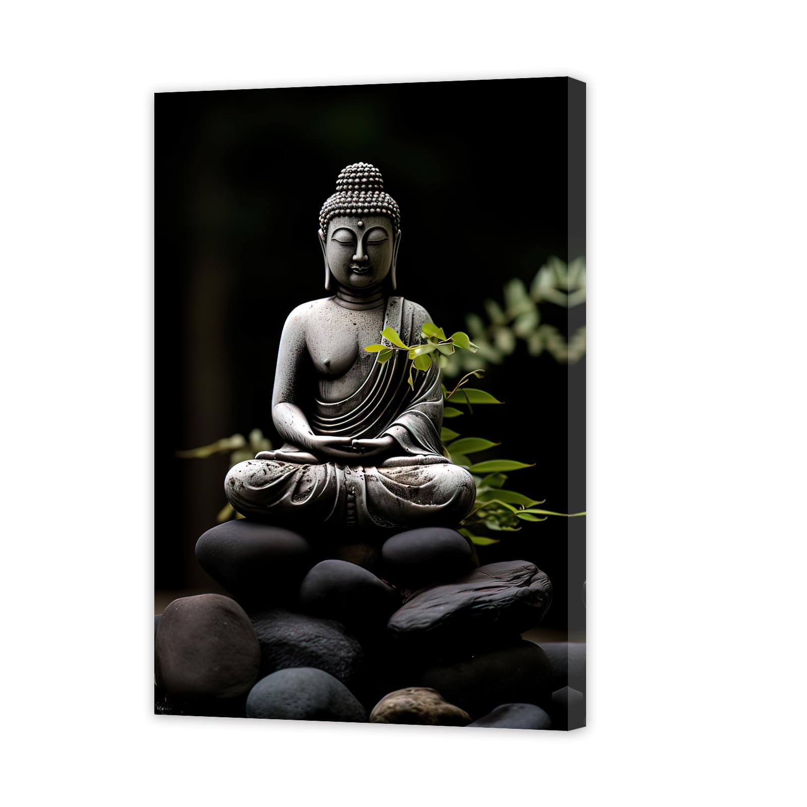 ZXHYWYM Buddha Canvas Wall Art Zen Pictures Buddha Statue Painting Spa Meditation Spiritual Artwork Print for Yoga Room Bathroom Wall Decor Framed (D, (40.00 x 60.00 cms)) — image 1
