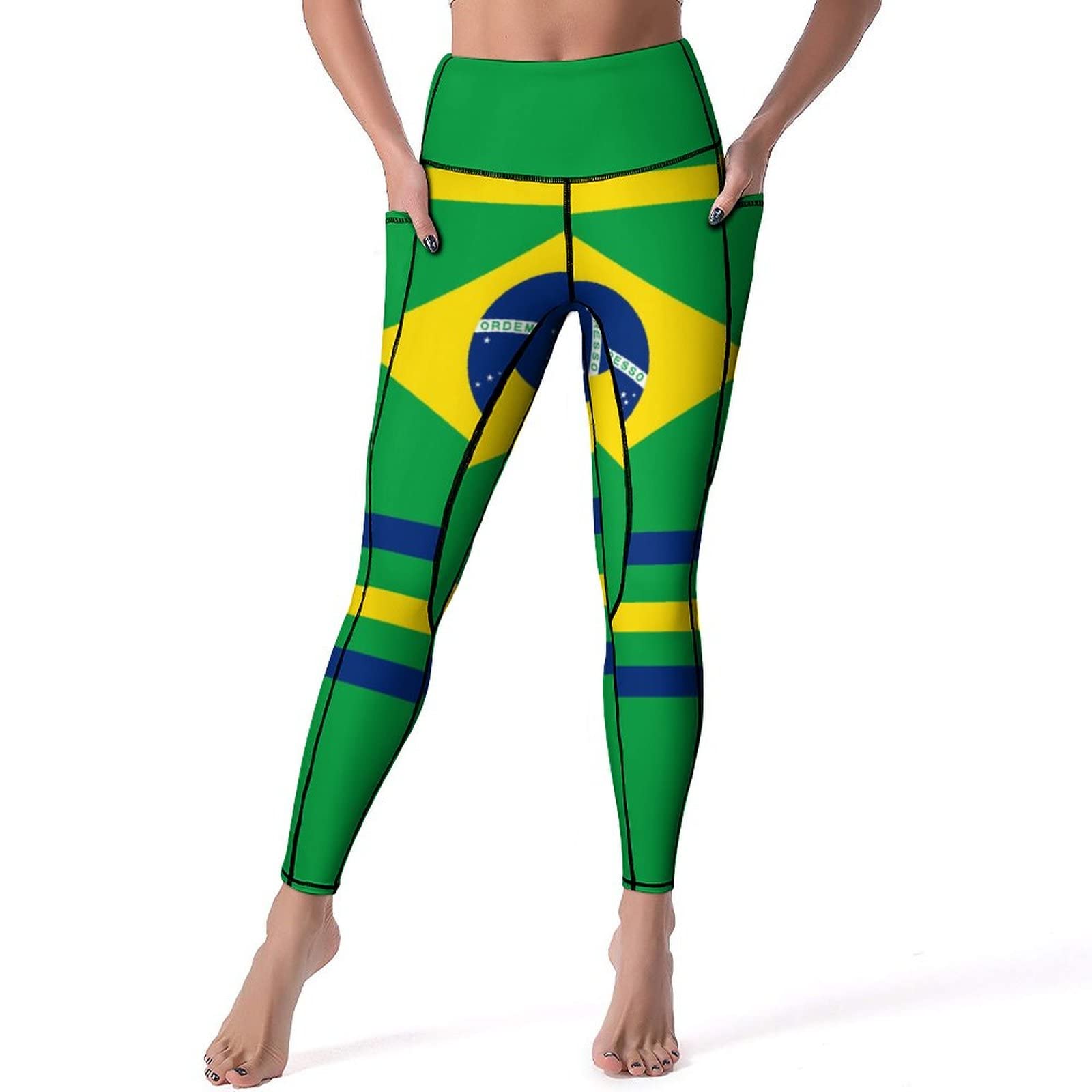 Brazilian Flag Women's High Waisted Yoga Pants with Pocket Workout Leggings,  Leggings - Amazon Canada