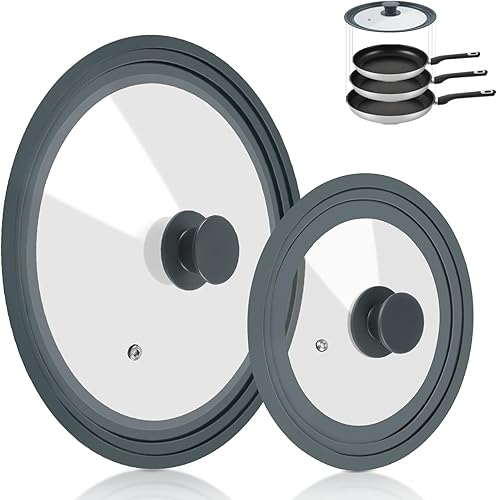 Tapa universal para ollas y sartenes, paquete de 2 fundas para sartenes de 7, 8, 9 y 10 pulgadas, 11 pulgadas, 12 pulgadas de diámetro, tapas de