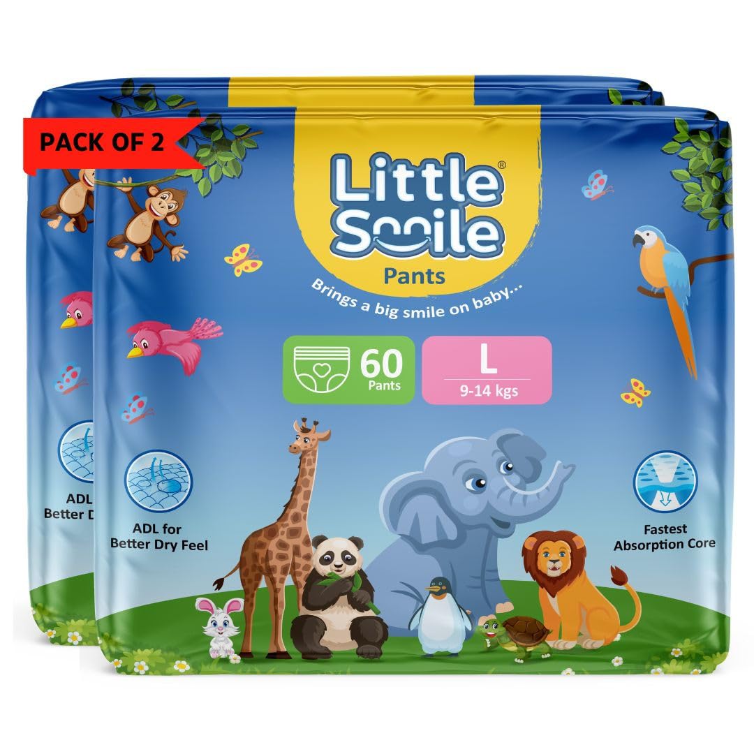 LITTLESMILE Baby Pants Extra Absorb Diapers - Large -120 Pieces -Pack of 2-image-38