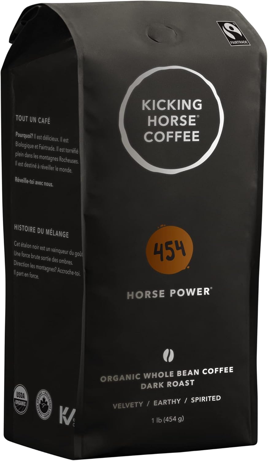 Kicking Horse Coffee, 454 Horse Power, Dark Roast, Whole Bean, 1 lb