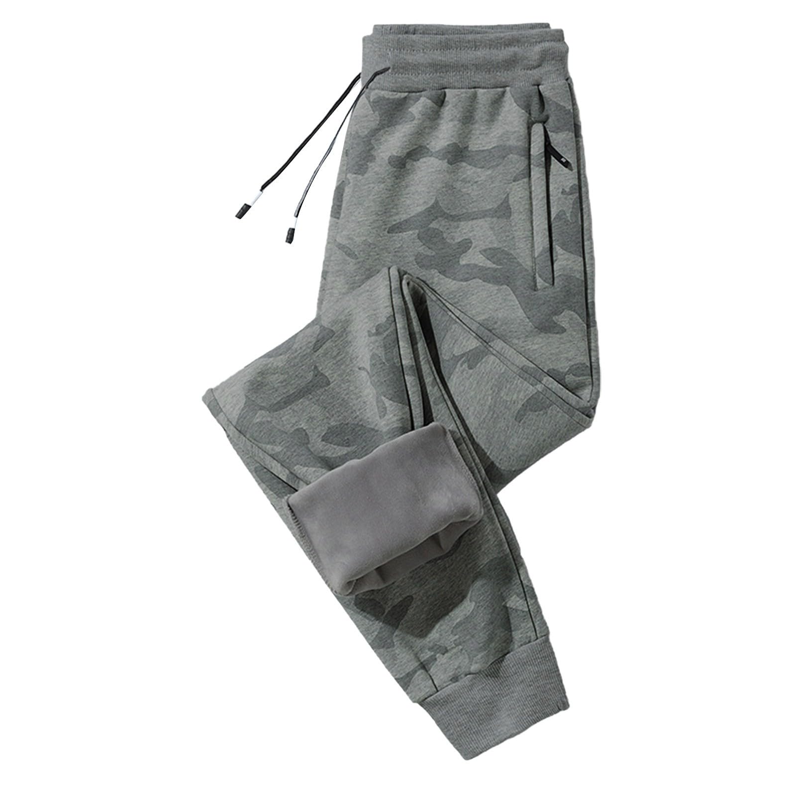 Generisch Pantaloni termici da uomo invernali, disponibili in taglie forti, motivo mimetico, stampa mimetica, pantaloni da jogging con pile, comodi pantaloni invernali, pantaloni da allenamento in