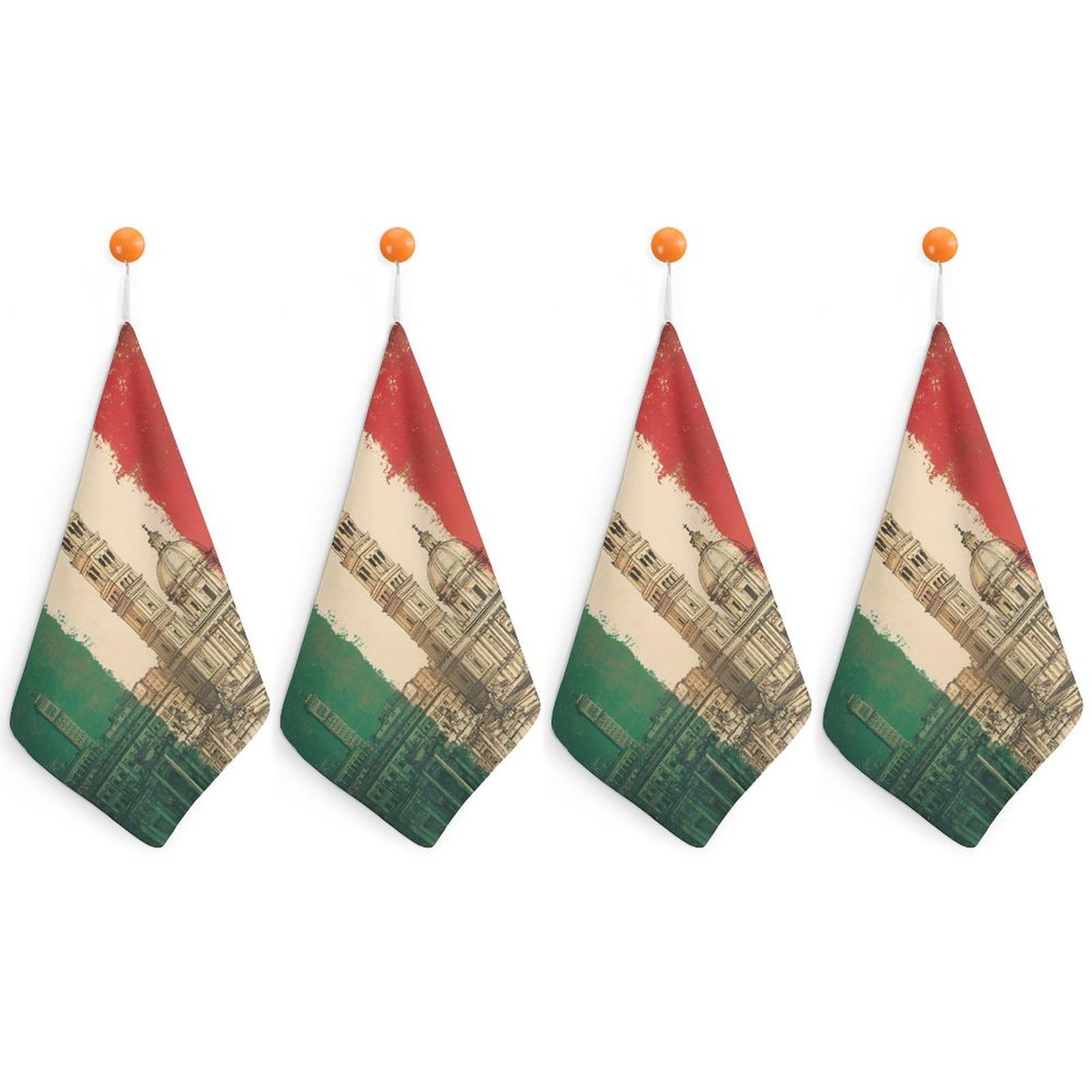 TXFBTRFSA Italian Flag Italy Building Hand Towels with Hanging Loop Kitchen Towel Handkerchiefs Cleaning Cloths