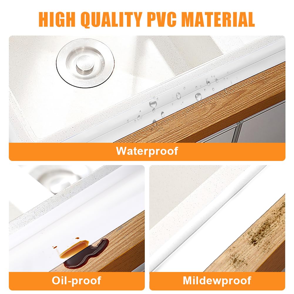 flintronic Bath Sealant Strip, 10m/32.8ft Self Adhesive Sealant Strip, Waterproof, Oilproof and Mildewproof Sealant Tape, Caulk Strip for Kitchen, Sink, Bathroom, Toilet, Wall Corner - Image 4