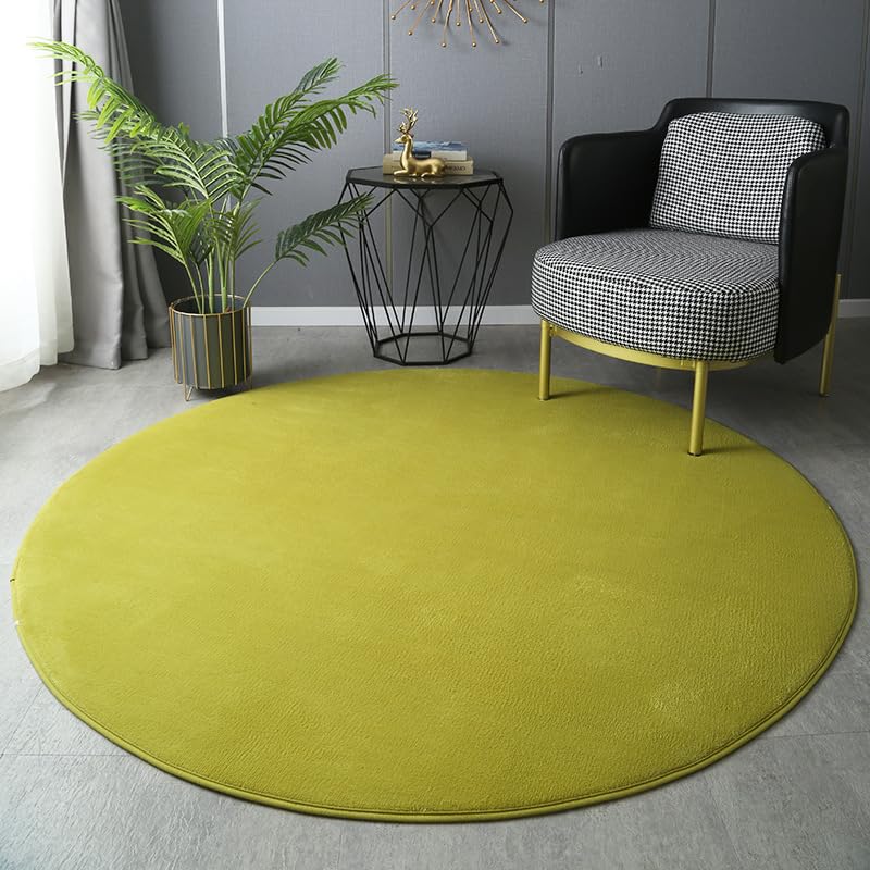 SK Studio Alfombras Salón Redonda Pelo Corto Alfombra Habitación Dormitorio Lavables Alfombra Antideslizante Muy Suave para salón o Dormitorio Verde, 140cm