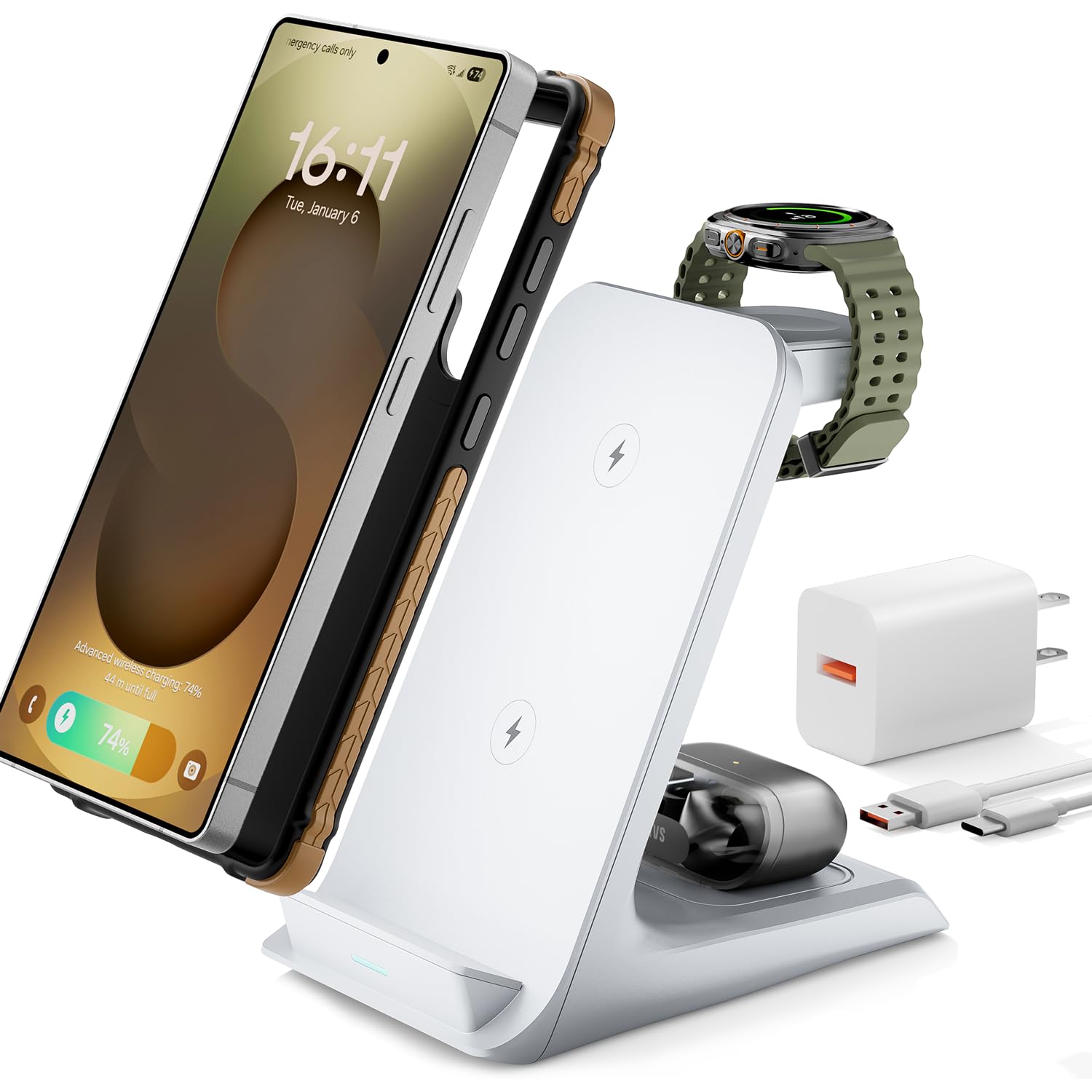 Amazon.com: Eddibox 3 in 1 Charging Station for Samsung for Thick