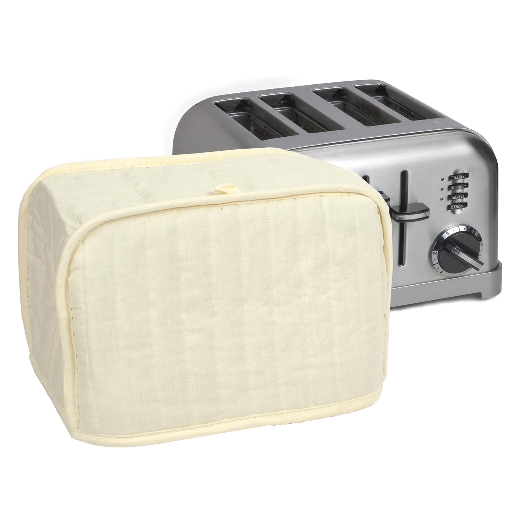 Ritz Polyester/Cotton Quilted Four Slice Toaster Appliance Cover, Dust and Fingerprint Protection, Machine Washable, Natural