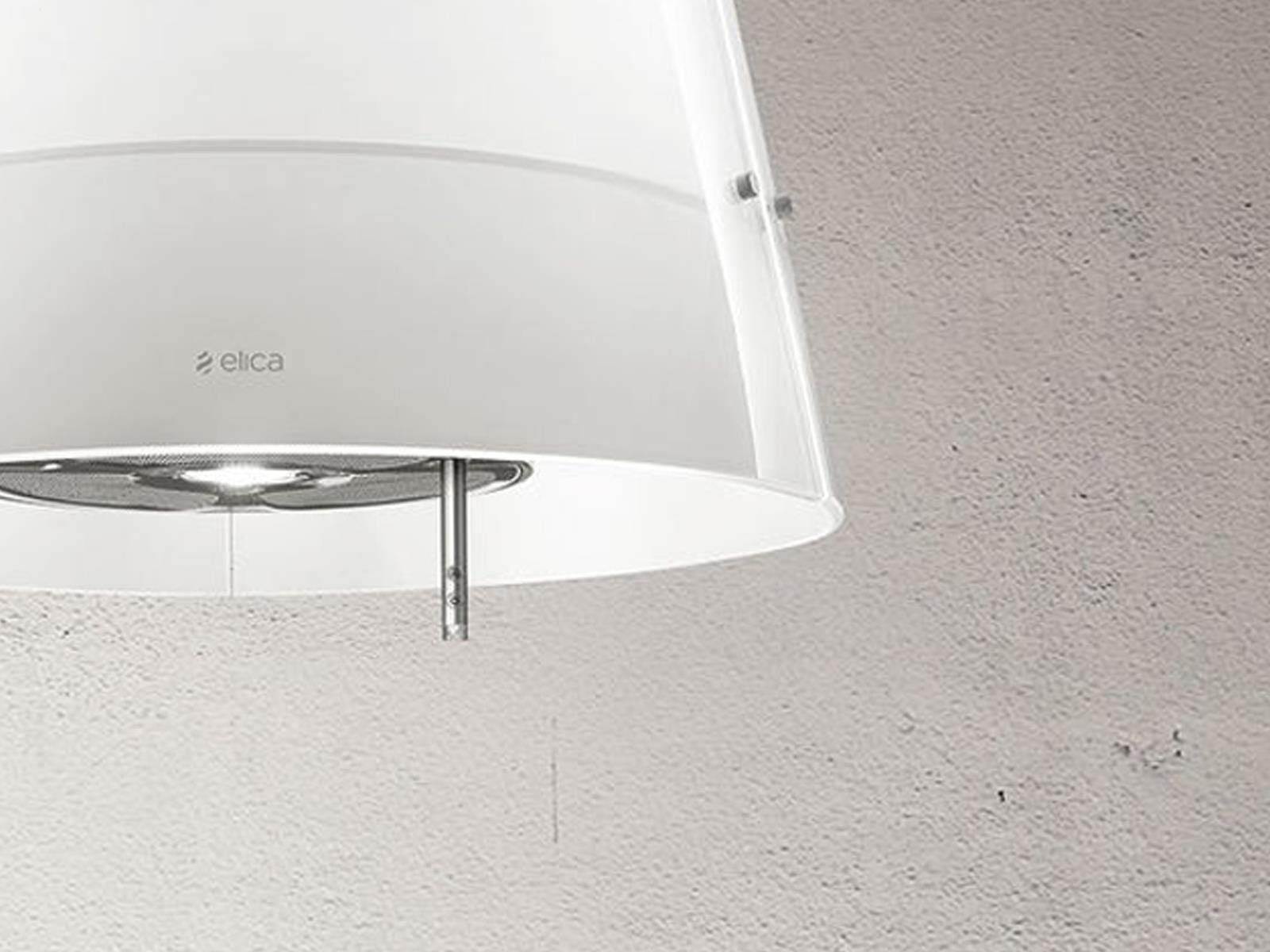 Elica Grace 480 m³/h Lampadario a sospensione Bianco - Cappe (480 m³/h, Filtrante, 65 dB, Sospeso, Bianco, Vetro, Acciaio inossidabile)
