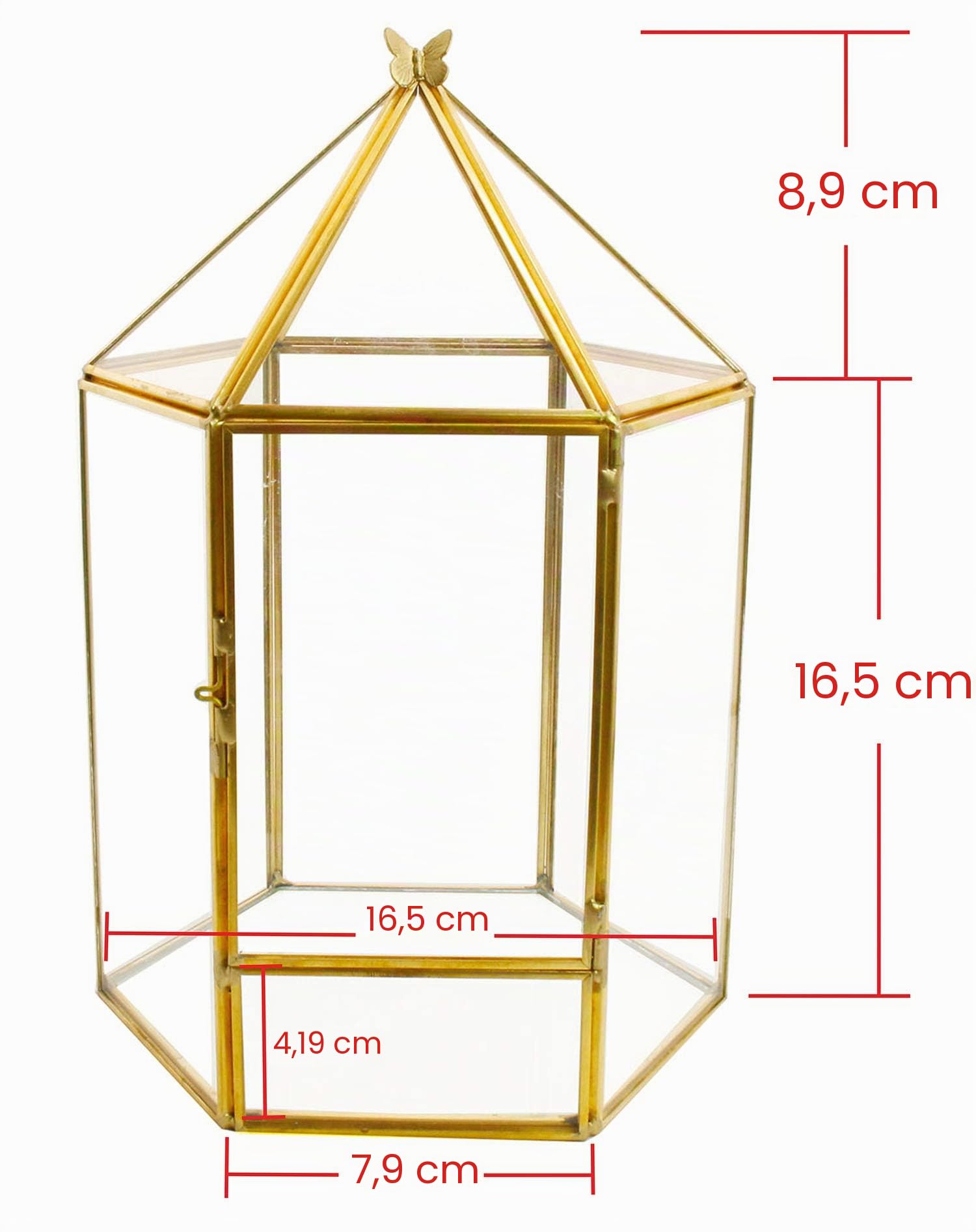 ElegantLife - Macetero de Cristal Hecho a Mano de Seis Lados para Plantas, Incluye 3 Herramientas de jardinería (no Incluye Planta)