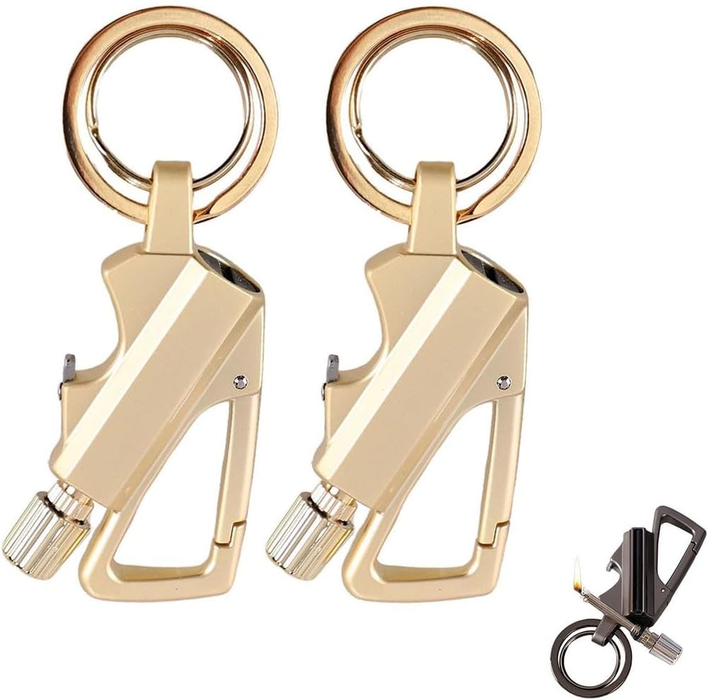 Keychain Lighter, Metal Kerosene Match Lighter, Soft Flame, Suitable for Candle Camping Men's Gift(2pack 2)