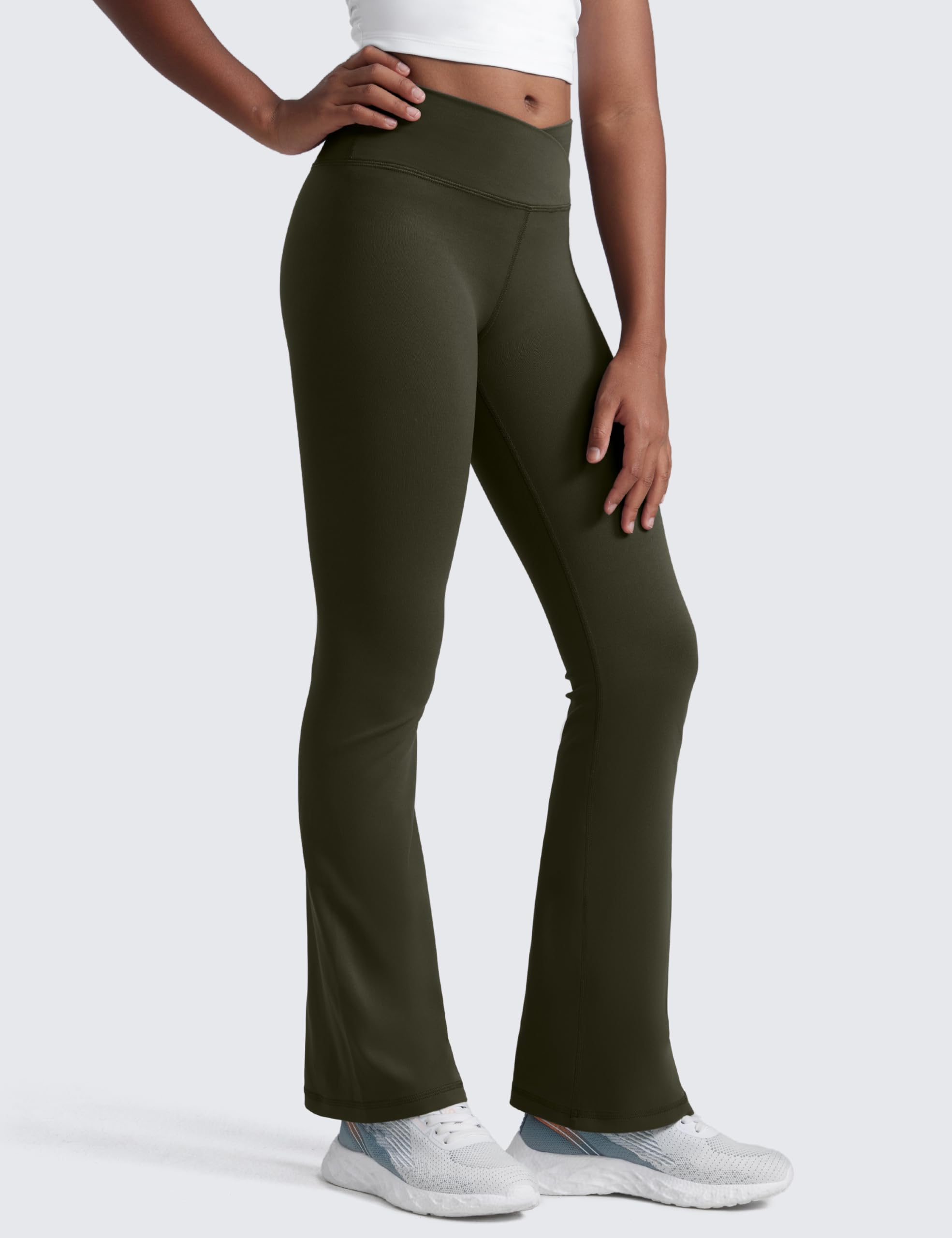 CRZ YOGA Chicas Butterluxe V Cruz Cintura Alta Calzas Acampanadas Niños Salón Yoga Pantalones