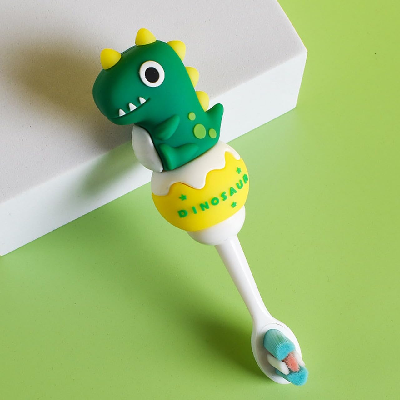Cute Dino themed Design Soft Toothbrush with Extra Microfiber Soft Bristles for 2-7 Years Old Children, kids, Boys And Girls (Green)-image-20