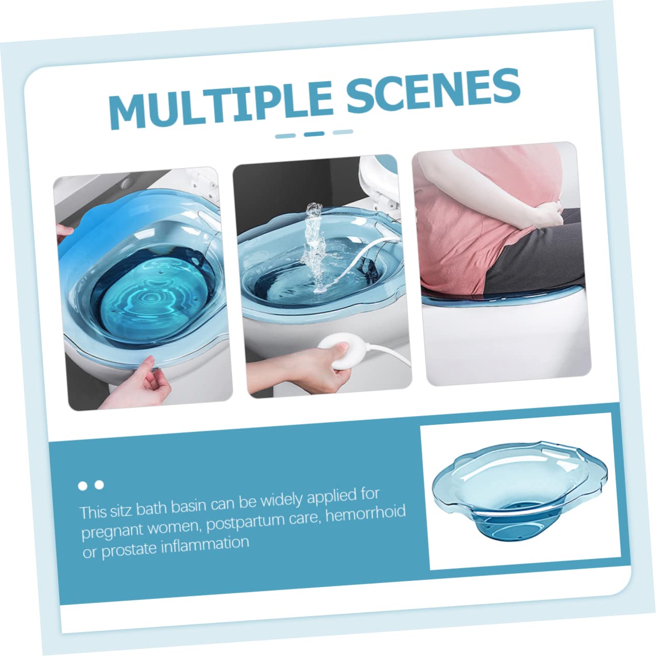 Bacino Sitz per Donne Post Parto in Pet Blu, 3 Pezzi | Sedile Wc Bacino di Assistenza Postpartum, Portatile e Facile da Installare, per Bagno e Igiene Quotidiana