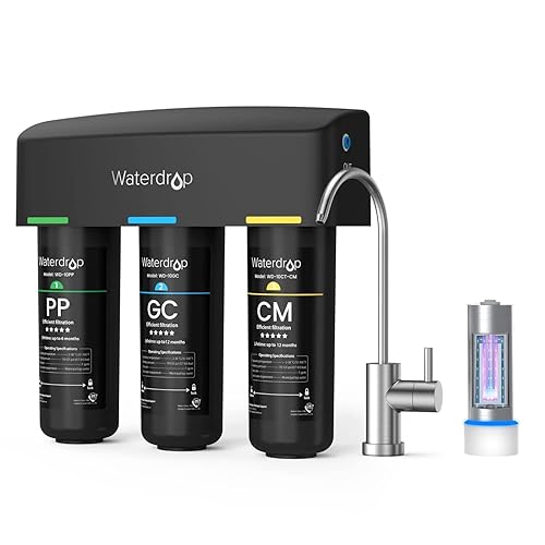 Waterdrop TSB-cm - Sistema de filtro de agua debajo del fregadero y filtro de agua LED UV ultraligero para esterilización de agua para cocina