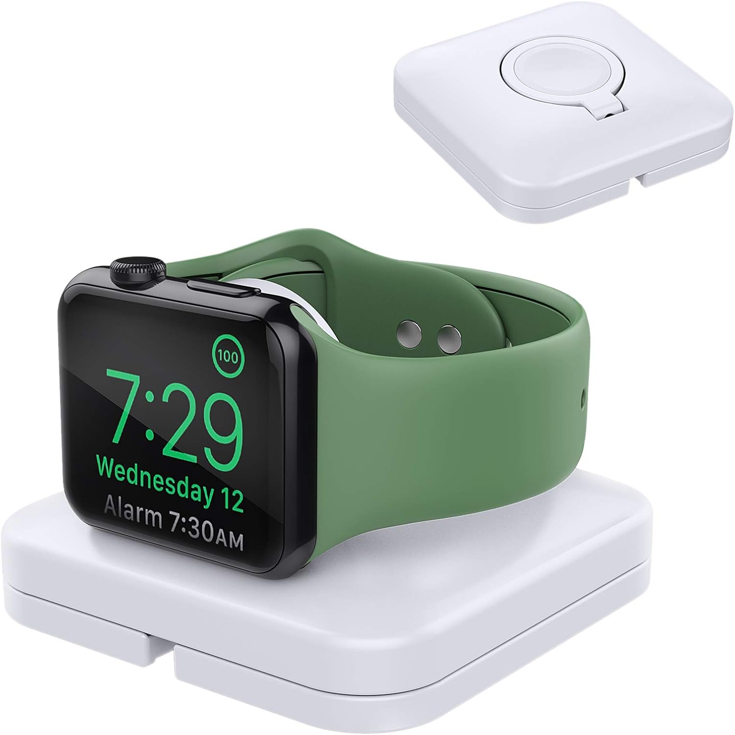 MoKo Charger Stand Compatible with Apple Watch Series 6 5 4 3 2 1 SE 44mm 42mm 40mm 38mm, (no iwatch Cable) Portable Charging Dock Station Cable Management Holder Storage Case Organizer, White
