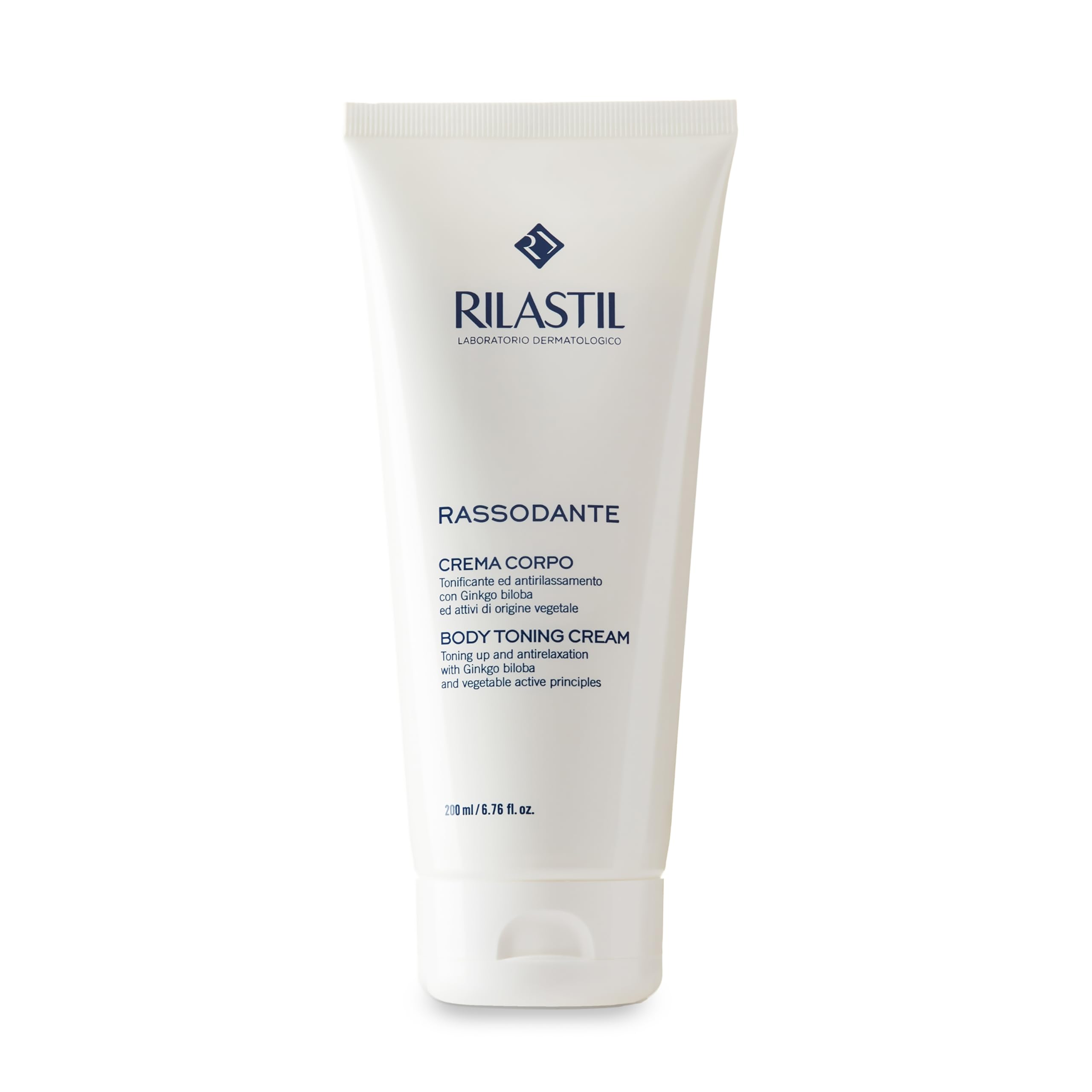 Rilastil Rassodante Crema Corpo, Trattamento Idratante e Rassodante, Contrasta il Rilassamento Cutaneo, per Massaggi Prolungati, con Ginkgo Biloba, Senza Profumo, Confezione da 200 ml