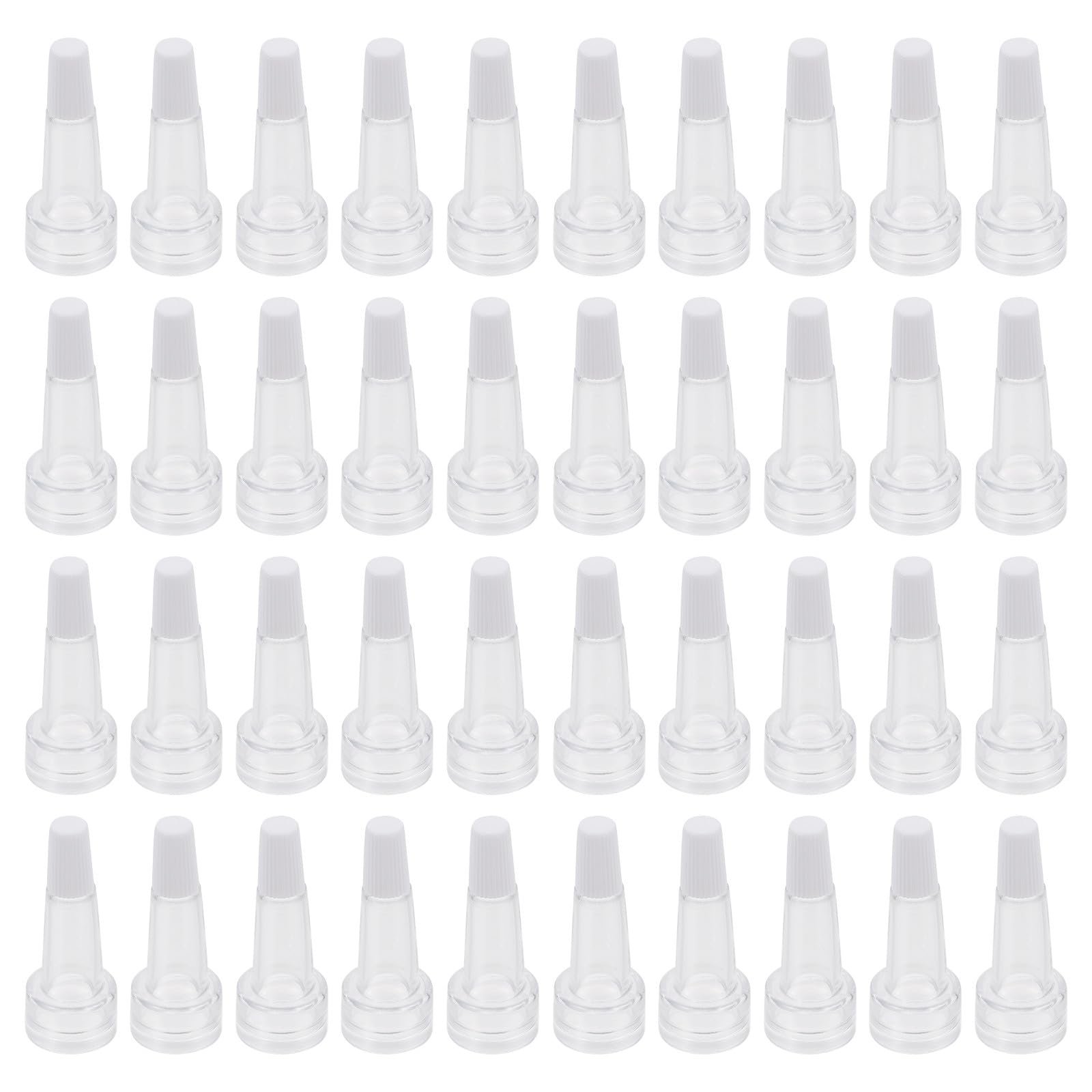 100 Pezzi Tappo di Plastica per Bottiglia e Fiala Trasparente Beccuccio a Corno, Flaconi per Liquidi Portatili Resistenti per Uso Domestico, da Viaggio e Laboratorio