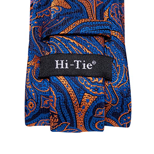 Image of Hi-Tie Men's Tie Lapel Pin Set Pocket Square Cufflinks Formal Woven Silk Tie Sets Wedding Party