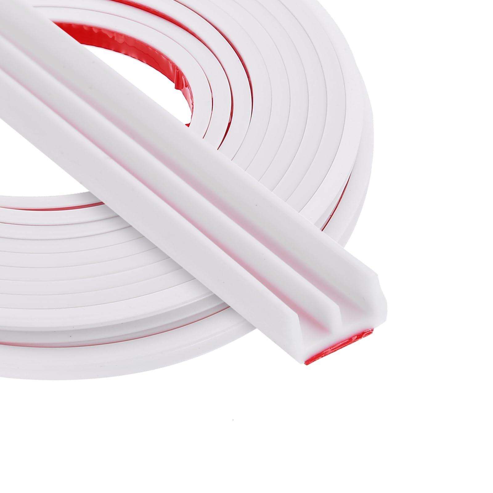 PATIKIL 6 Meters Silicone E Shape Weather Stripping, 2Pcs 9mm W x 4.8mm H Self Adhesive Backing Door Seal for Door Frame Window Insulation RVs Furniture Cabinets, White
