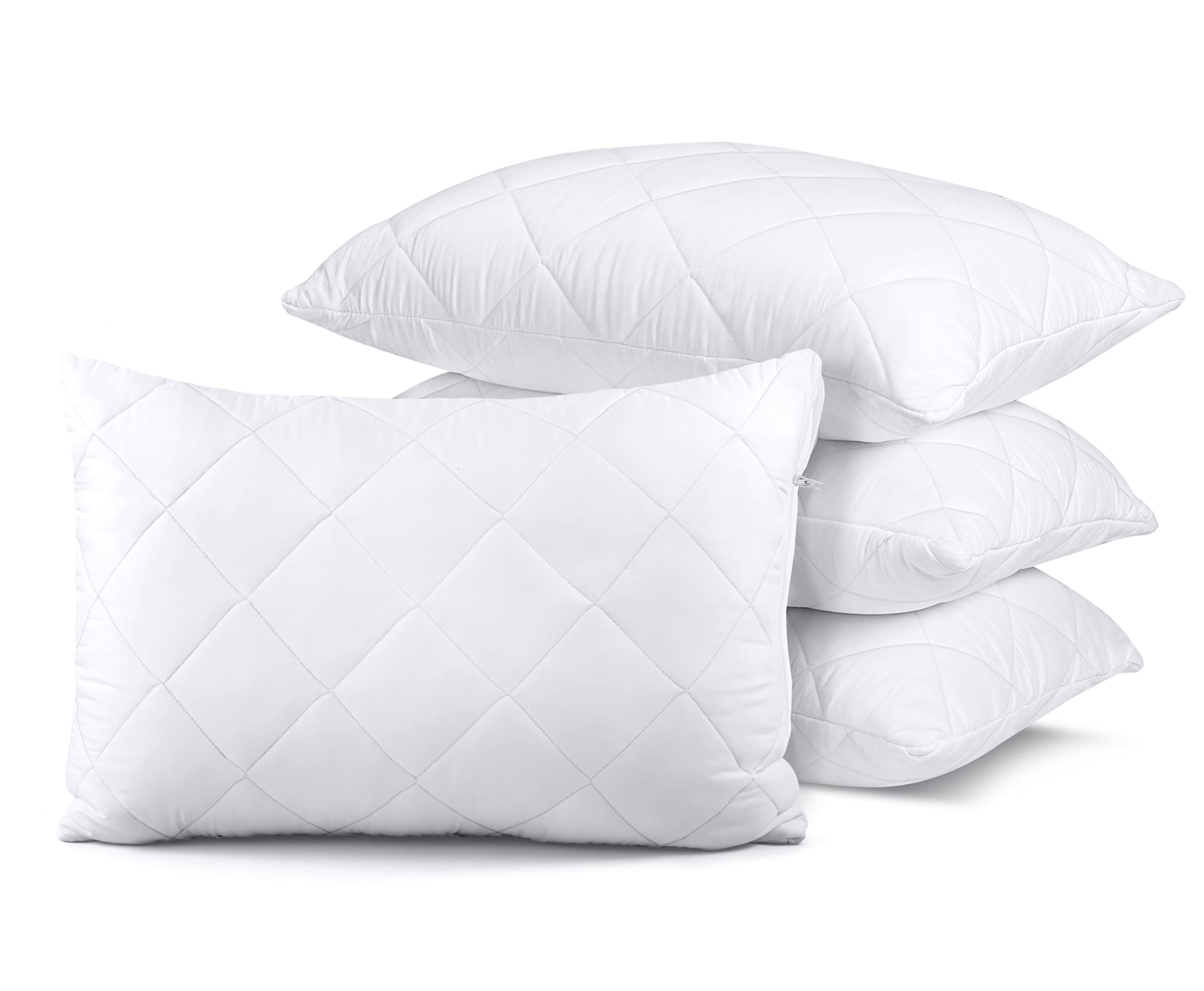 Utopia Bedding Pillow Protector 50x75 cm Quilted Zippered, Soft & Breathable Microfiber Pillowcase Protectors (White, 50x75 cm (4 Pack - White))