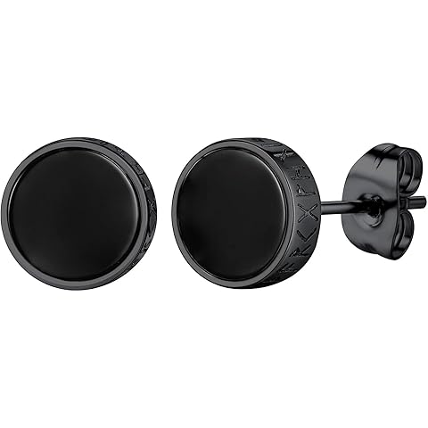 Viking Runes Hoop/Clip-on/Stud Earrings for Men Women Stainless Steel Hypoallergeni...