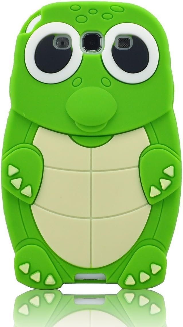 FJX Cute 3D Cartoon turtle Soft Silicone Case Cover for Samsung Galaxy S3 SIII I9300(Green)