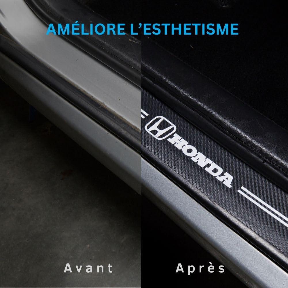 4 Pièces Protection Seuil Porte Voiture Fibre Carbone Honda Insight Jazz FIT Type R S VTI RR SI - Anti-Rayures & Décoration