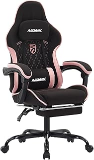 Gaming Stuhl, Racing Gaming Chair mit Fußstütze Ergonomischer Gaming-Stuhl Kopfstütze Verstellbarer Computerstuhl Höhenverstellbar Lendenwirbelstütze für Homeoffice und Gaming Blackpink