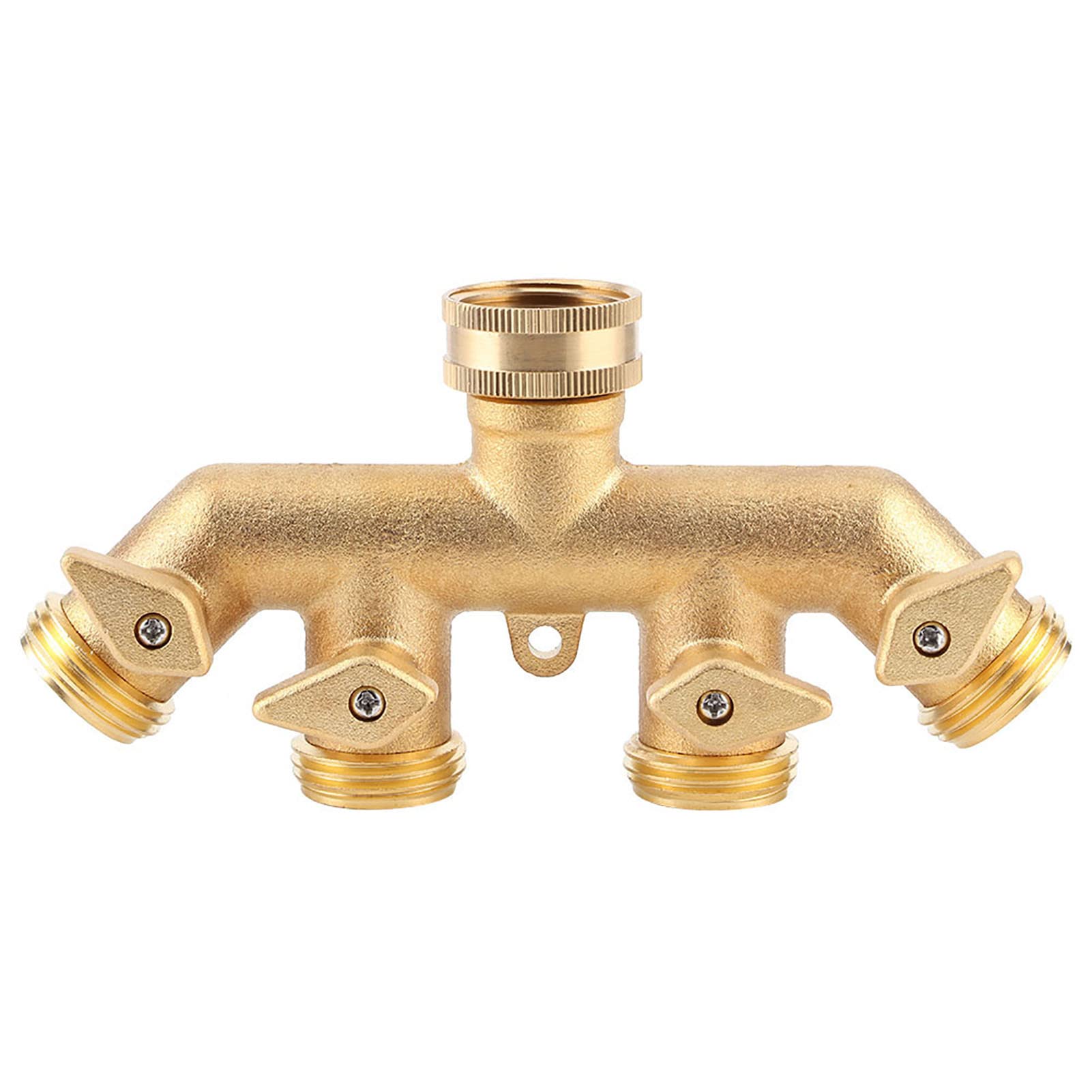 Divisor de Manguera, Divisor de Grifo de Latón de 4 Vías Colector de Grifo de Agua con Válvulas de Bola, Conector Adaptador de Manguera para Riego de Jardín