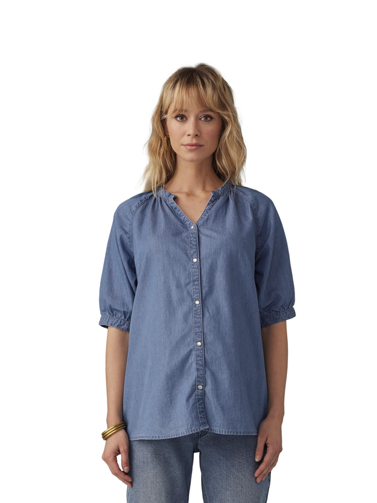 ENVIE DE FRAISE Blouse Grossesse en Denim léger Manches Courtes