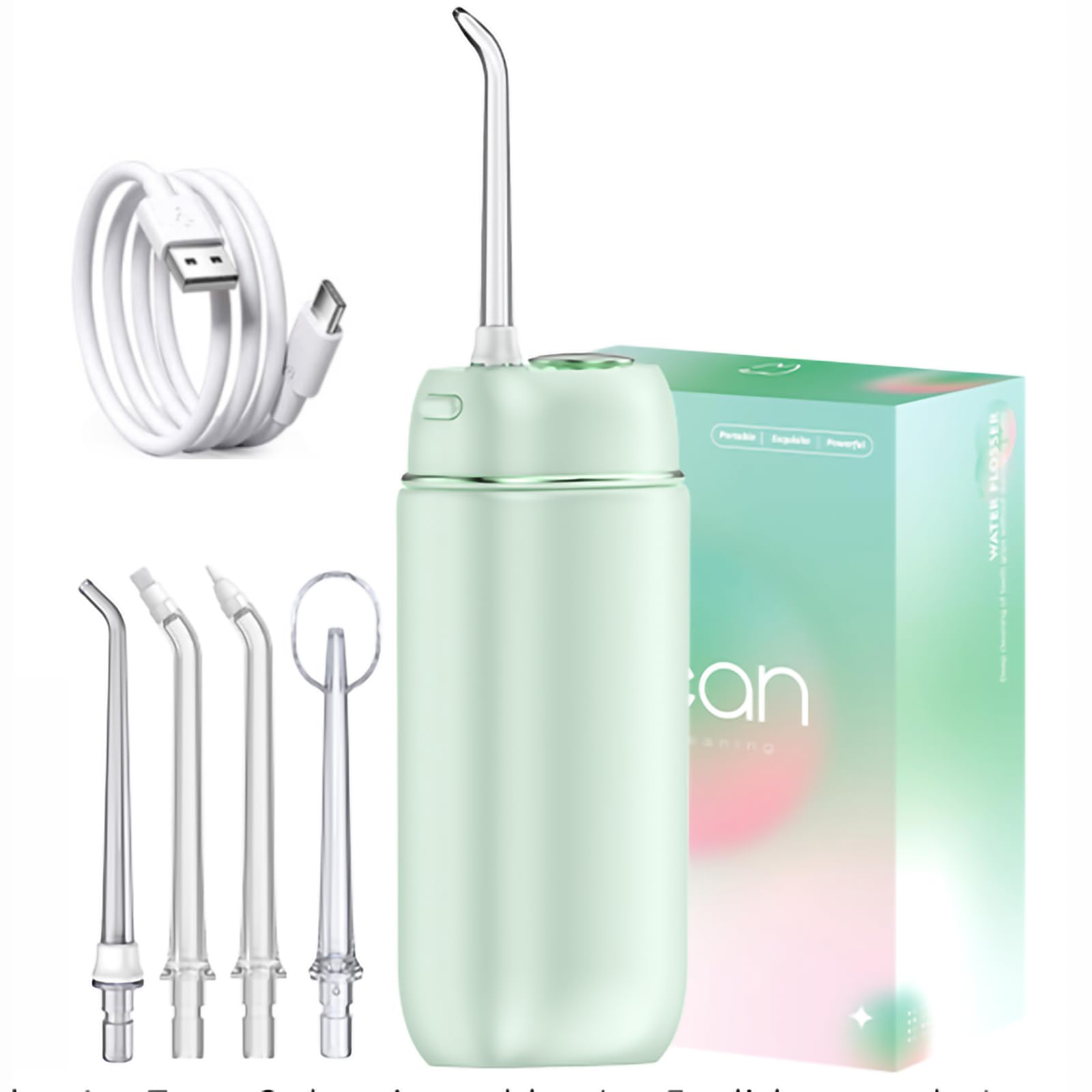 Hydropulseur portable sans fil pour voyage, irrigateur buccal télescopique compact avec 4 modes de pression, réservoir d'eau de 180 ml, étanchéité IPX7 pour le nettoyage des dents, entretien des