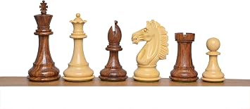 Alban Luxury Staunton Chess Pieces With 2 Extra Queens- 4" Elite Series Weighted Golden Rosewood | Premium Chess Set