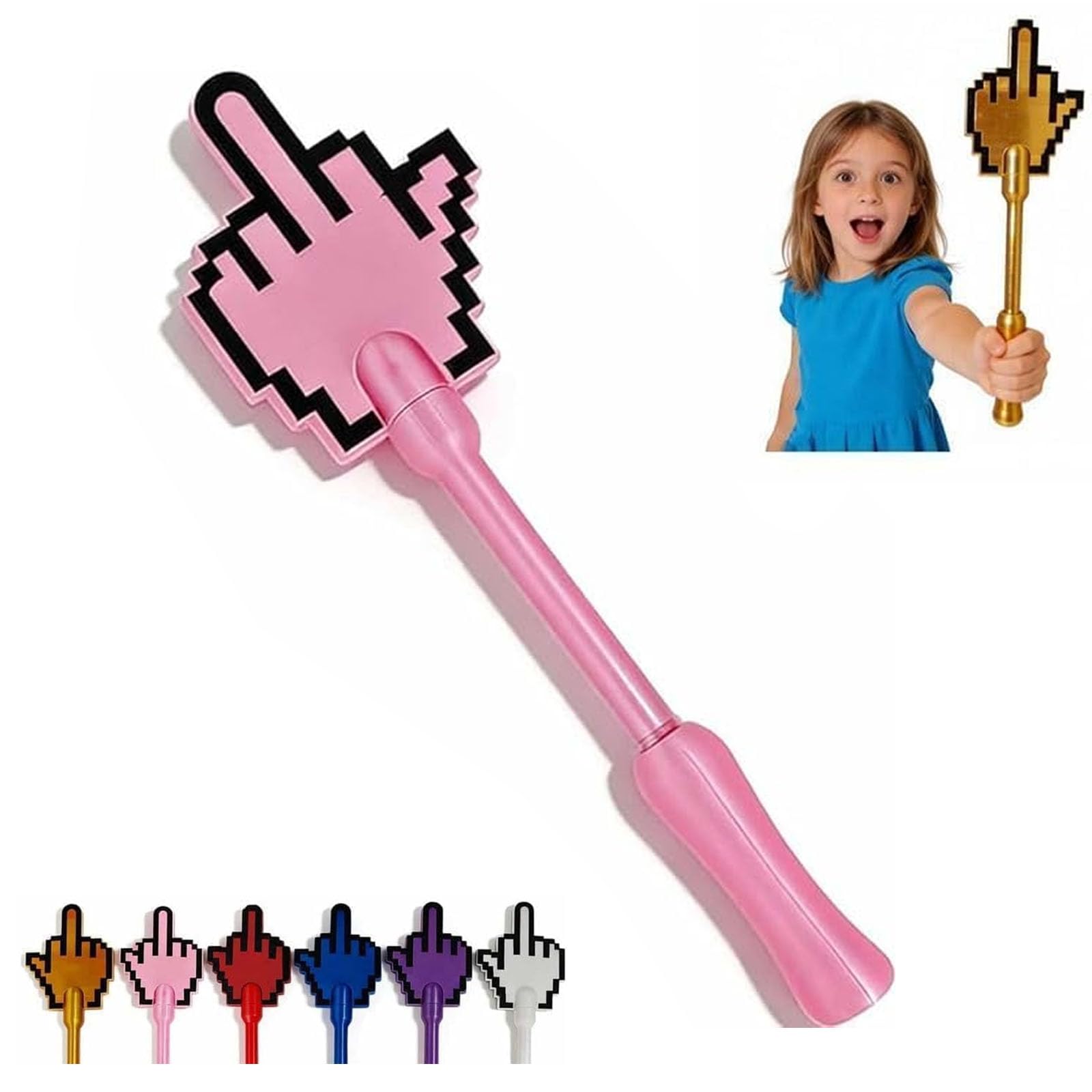 Credit Card Wand - 3D Printed Wand Taps To Pay, Funny Middle Finger Card Holder, Creative NFC Payment Tool with Pixel Design, Easy Checkout, Gag Gift for Friends Coworkers (Pink)