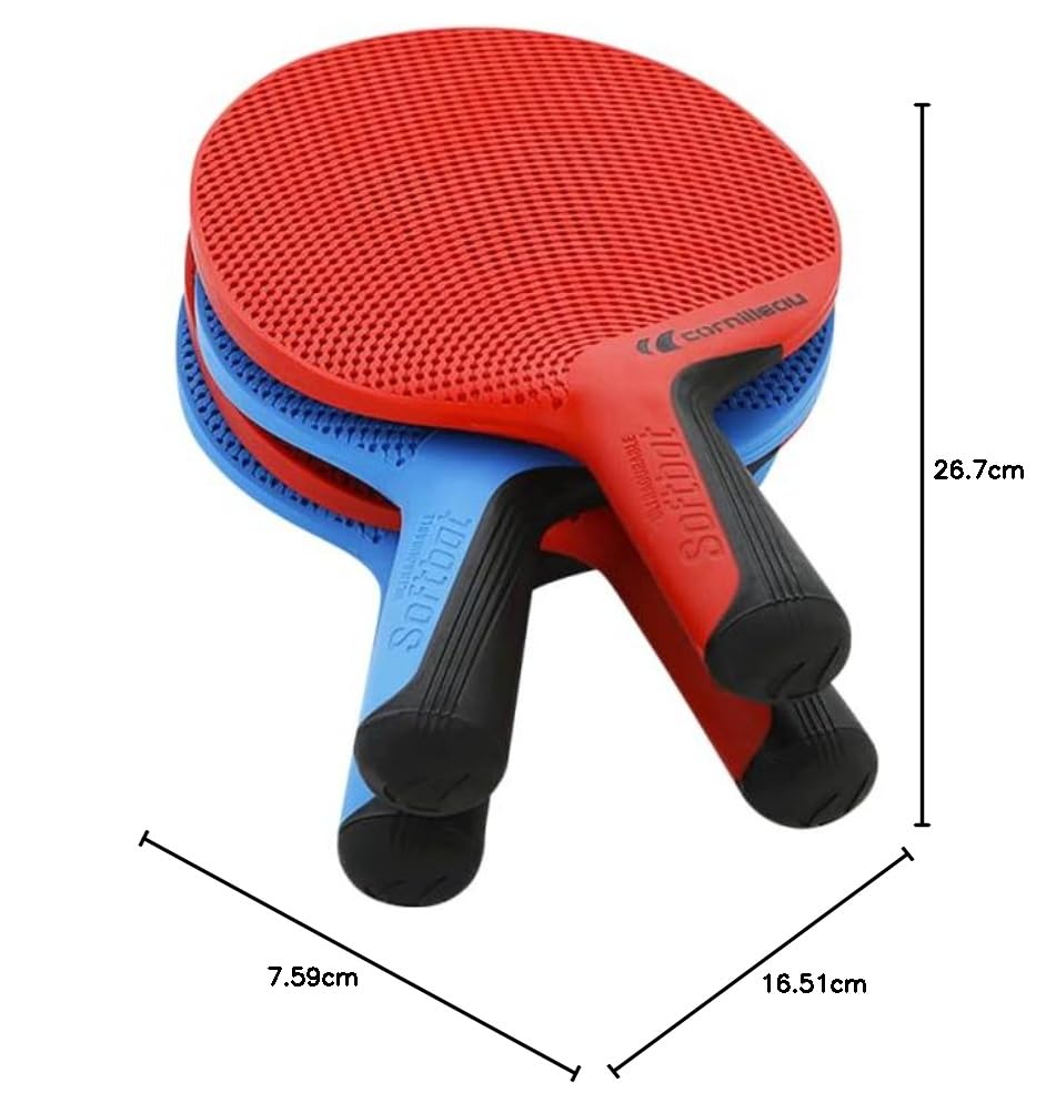 Cornilleau SOFTBAT Pack Quattro - 4 raquettes de ping-pong extérieur éco-conçues ultra durables + 4 balles