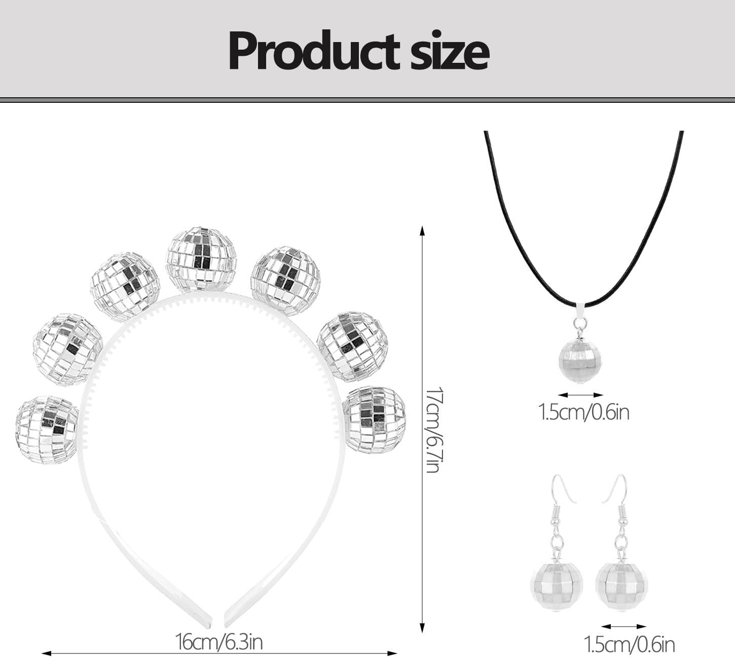 Tahonuss 3 PCS 1970s Disco Costume Accessories Set Including Bling Disco Ball Headband Fancy Outfits Kit Birthday Theme Party Supplies for Girls Women - Image 2