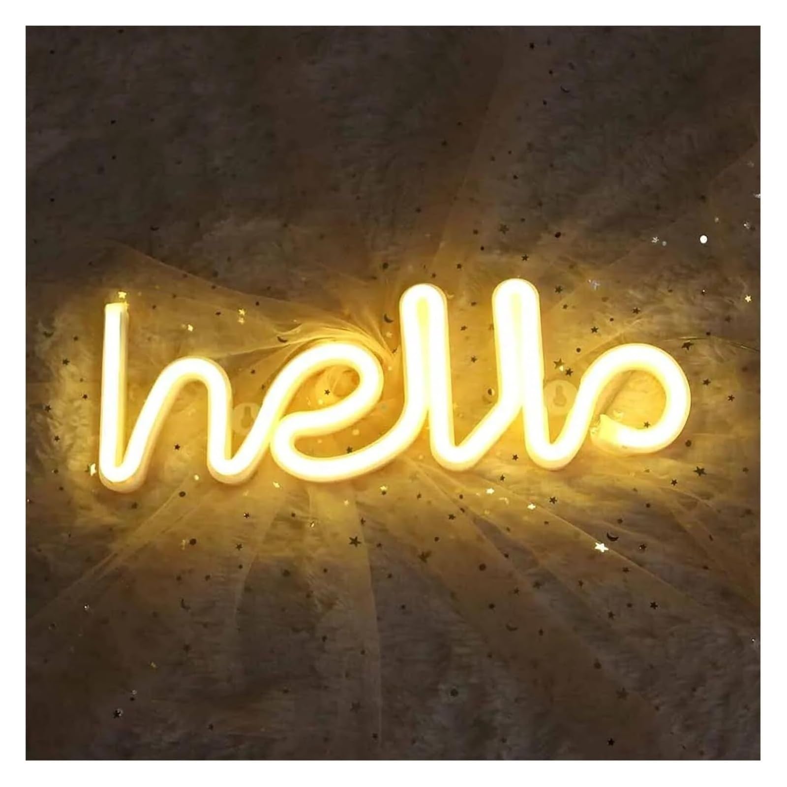 Letras de colores, iluminación interior, panel luz neón con el alfabeto "Hola", blanco cálido y para rosa(Beige)
