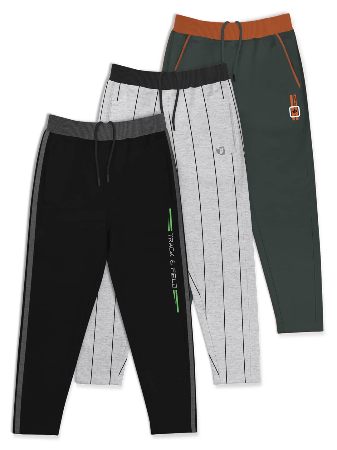 HELLCAT Boys Regular Fit Blended Cotton Stylish Track Pants - Pack of 3-image-12