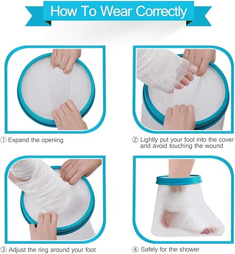 Miniatura 6 de Funda impermeable para pies para ducha para adultos, protector hermético reutilizable para cirugía de pies, vendajes, heridas, quemaduras, bolsa de