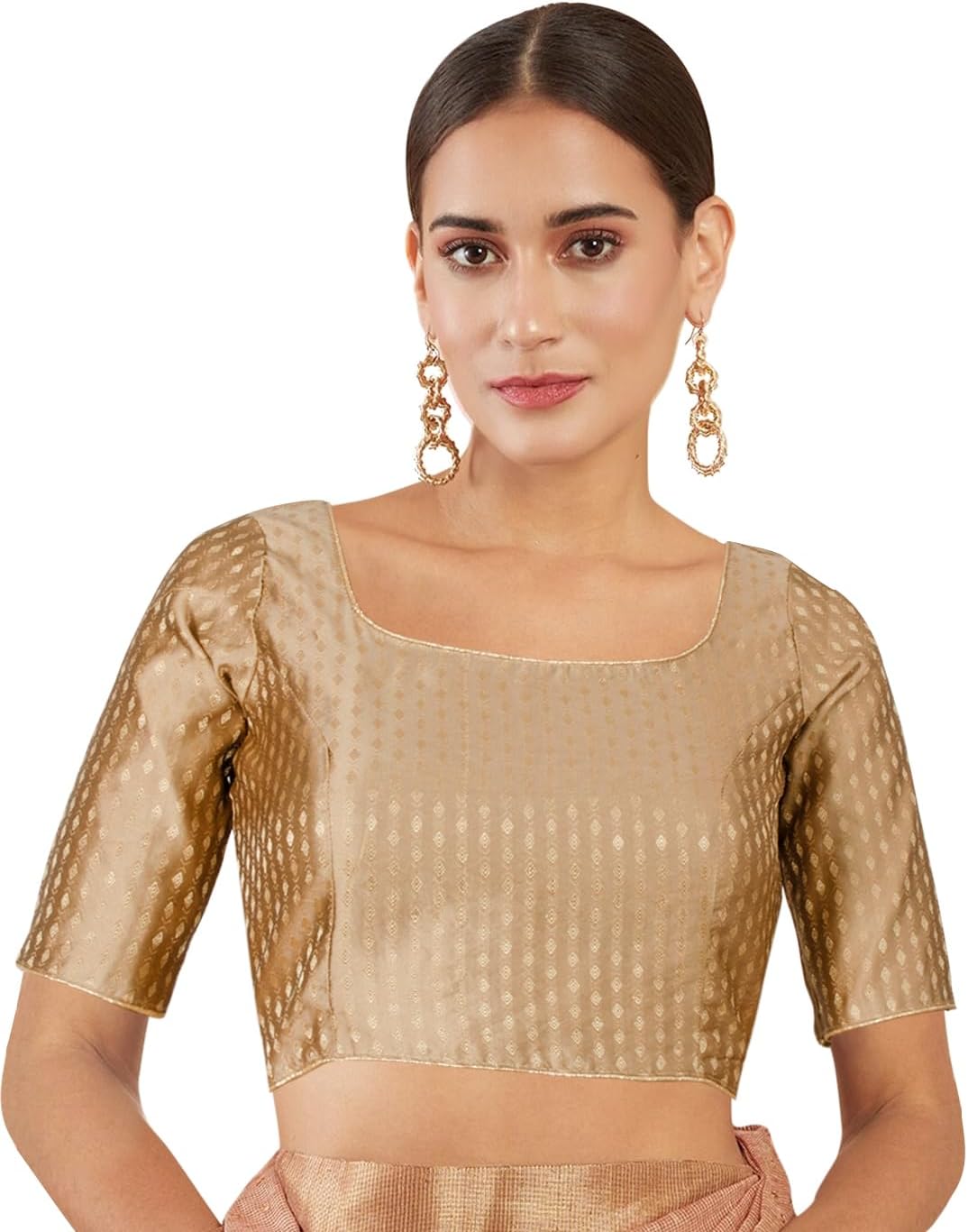 Chandrakala Women’s Readymade Saree Blouse Elbow Length Sleeves (B225-P)