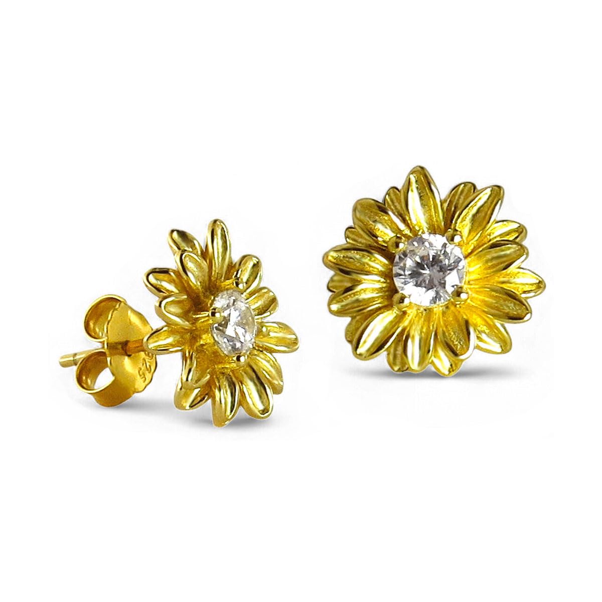 Schöner-SD Damen Ohrstecker Blume in vergoldetem oder rhodiniertem Silber 925
