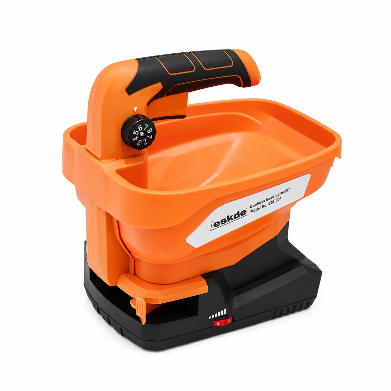 eSkde Cordless Rotary Seed Spreader, USB-C Rechargeable, Adjustable Spread Control, 3.3L Hopper, for Seed, Fertiliser, Salt