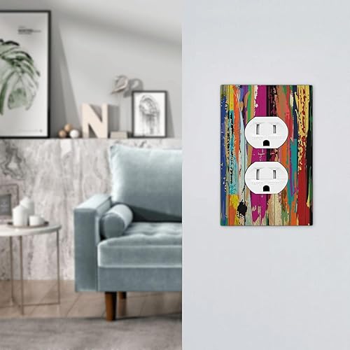 Vista 63 de Cubiertas decorativas de salida de estrella de mar playera, tablero de madera azul de concha de mar de 1 banda, decoración individual GFCI, placa