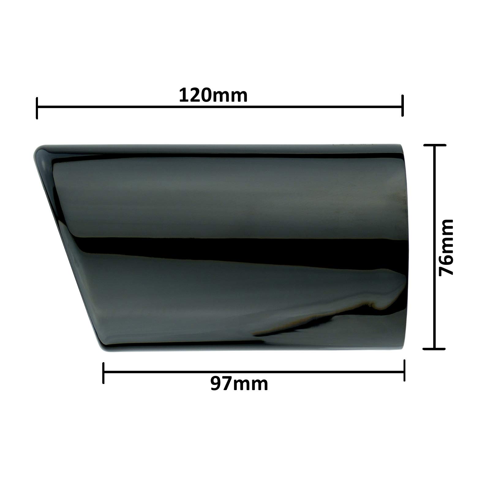 L&P A287 2 Auspuffblenden Auspuffblende Schwarz Chrom Edelstahl poliert Plug&Play Endrohrblenden Endrohrblende Auspuff Blende Endrohre